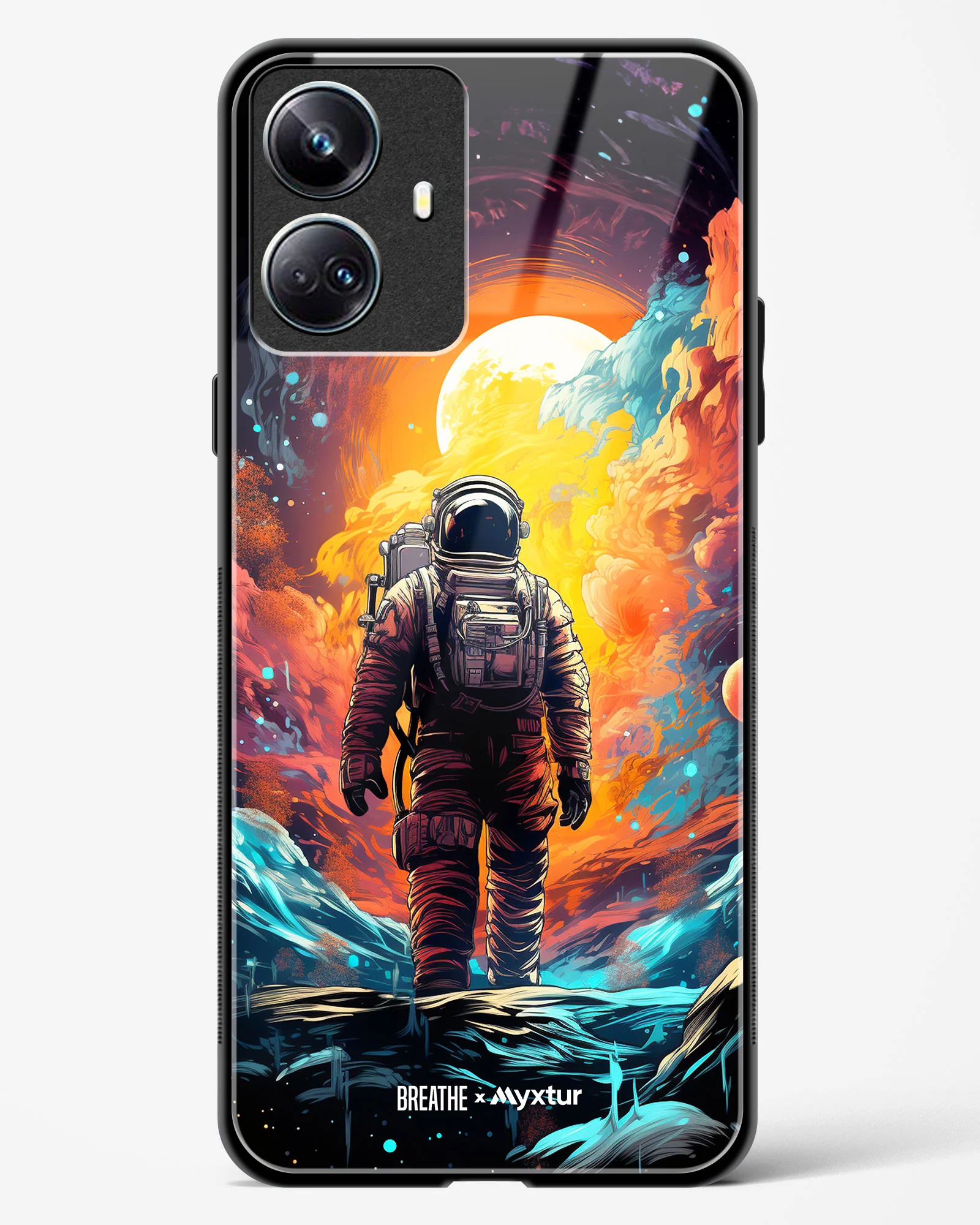 Technicolor Space Adventure [BREATHE] Glass Case Phone Cover (Realme) - Image 3
