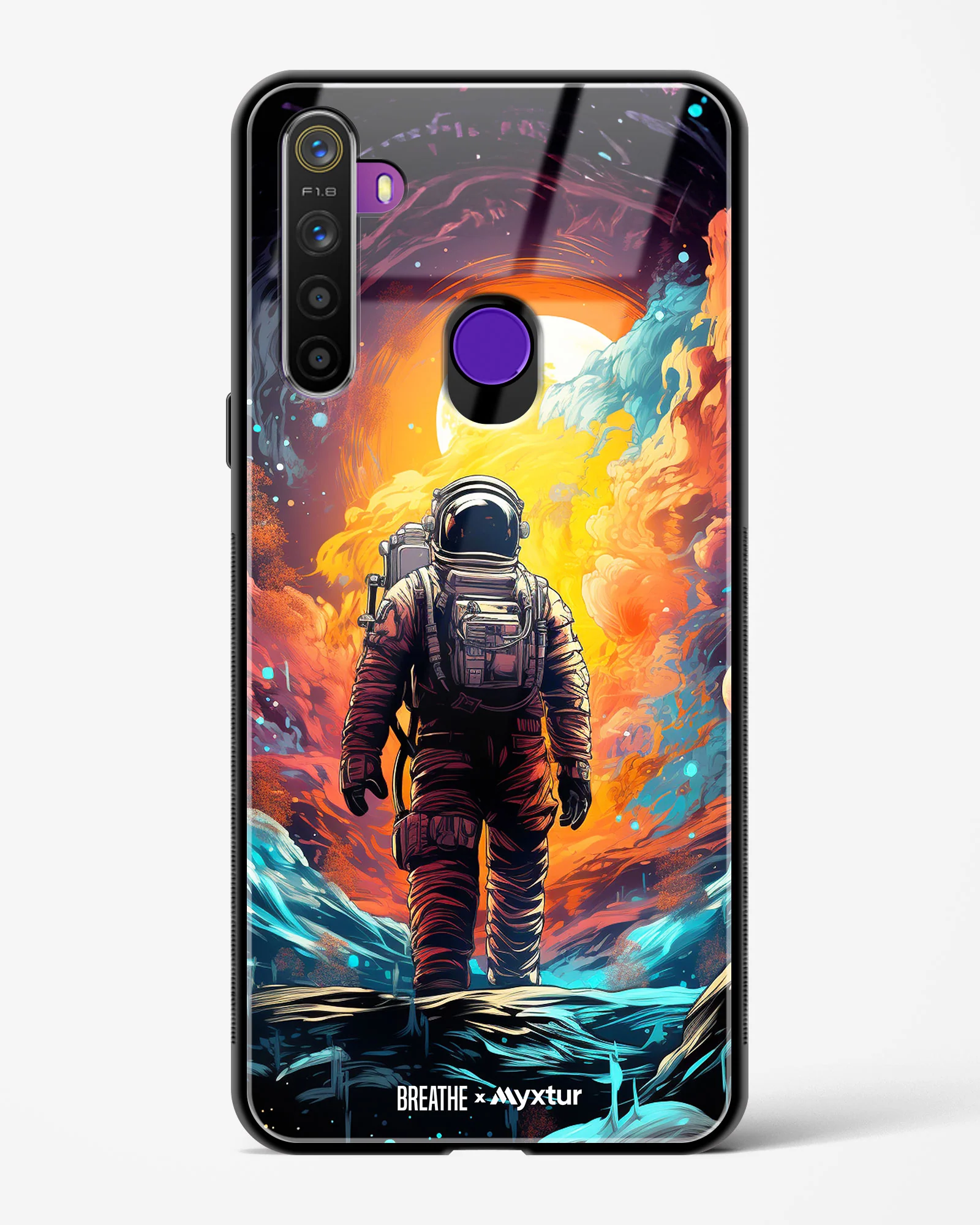 Technicolor Space Adventure [BREATHE] Glass Case Phone Cover (Realme) - Image 43